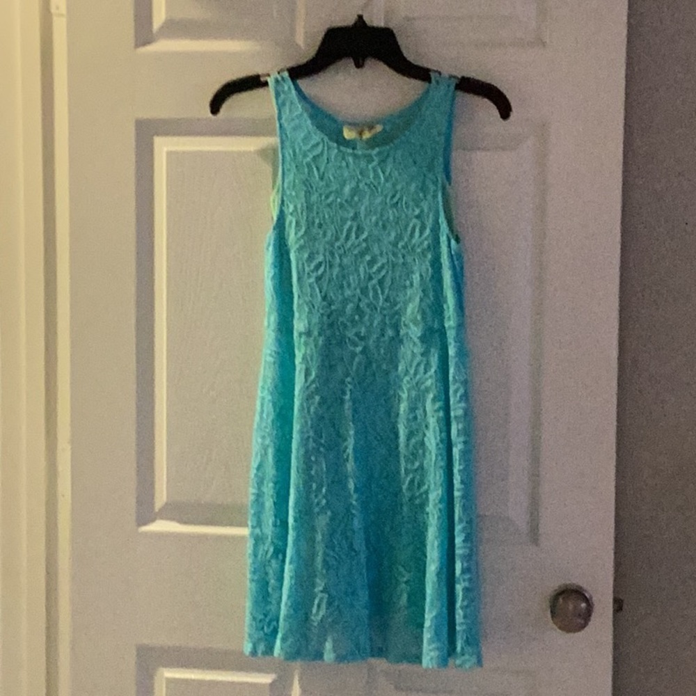Blue midi dress with slip